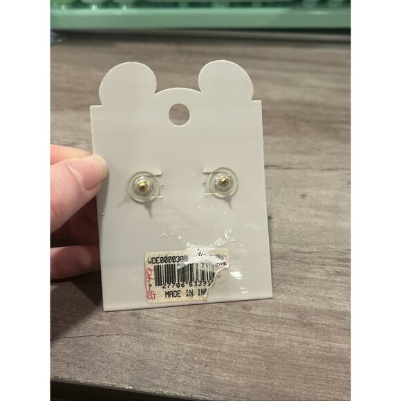 NIB Disney Store Mickey Mouse Gold Tone Earrings New On Card Vintage - Picture 3 of 5